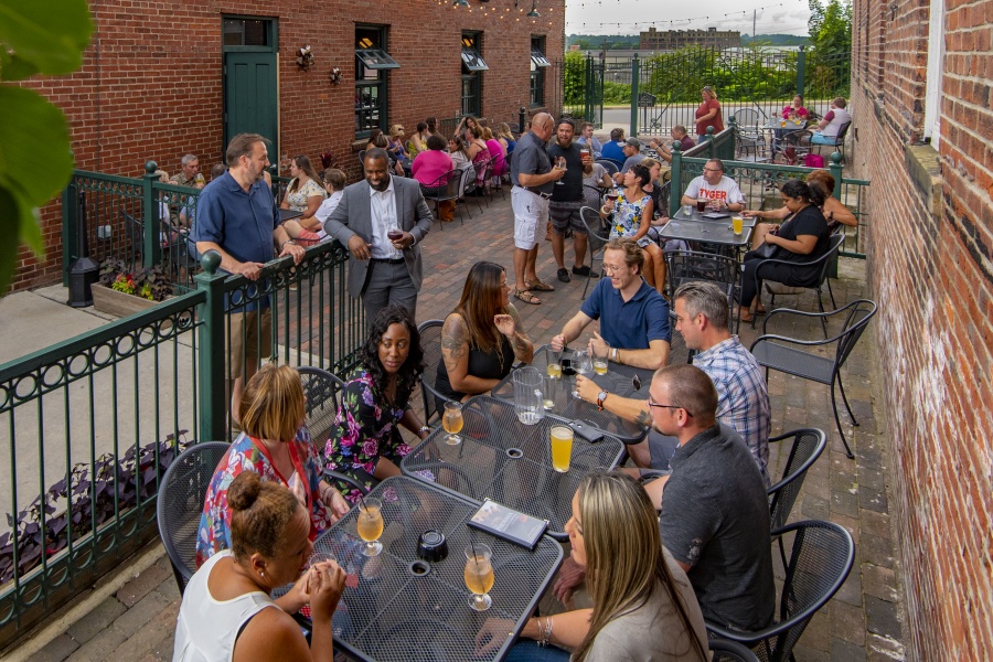 People at Cypress Hill outside on the patio