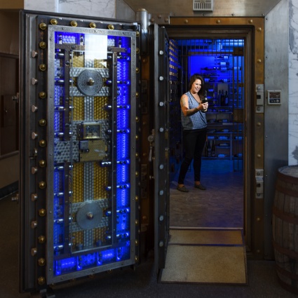 Inside the vault at Vault Wine Bar